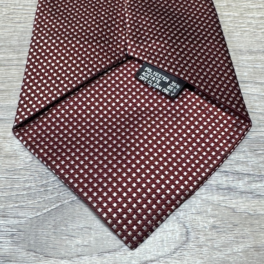 Arsenal Handmade Luxury Polyester Acetate Neck Tie Burgandy Light Cream White - Picture 5 of 10